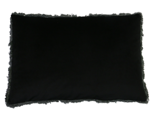 Velvet fringed cushion - 2 colours